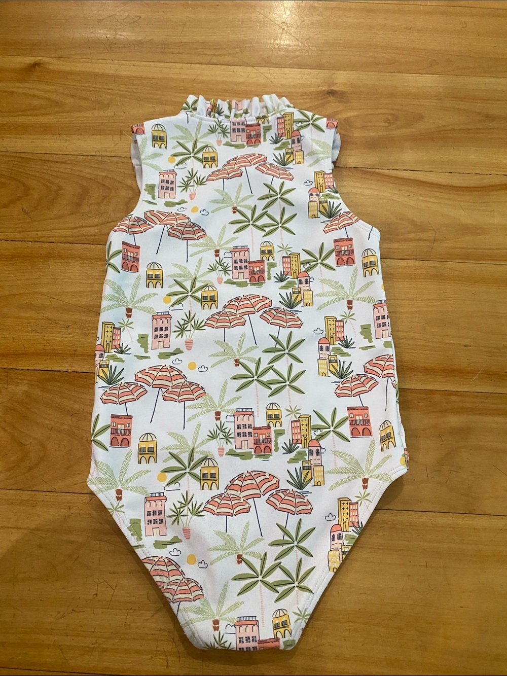 Janie and Jack White One-Piece Swimsuit with Multi-Color Tropical Print - Picture 5 of 6